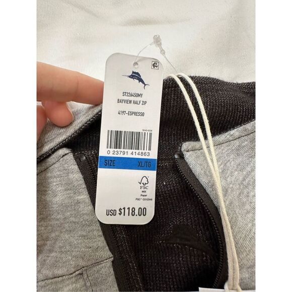 NWT Tommy Bahama Men's Bayview Reversible Quarter-Zip Sweater XL - Picture 4 of 10